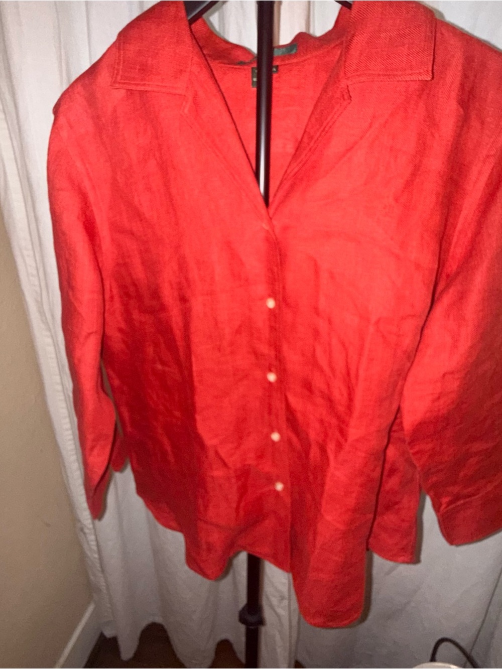 Ralph Lauren Red Linen Button-Down Shirt